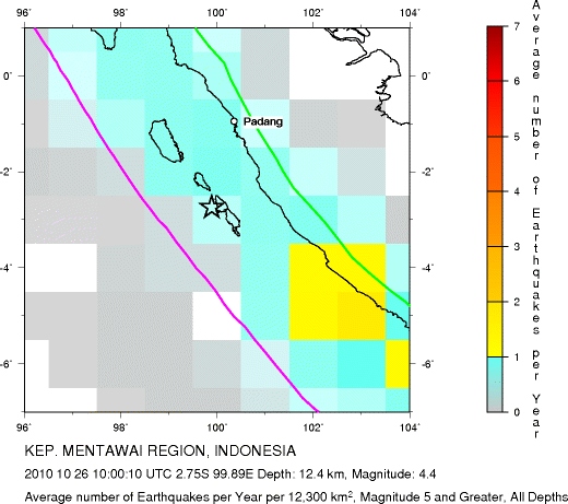 Earthquake Density Map, All depths