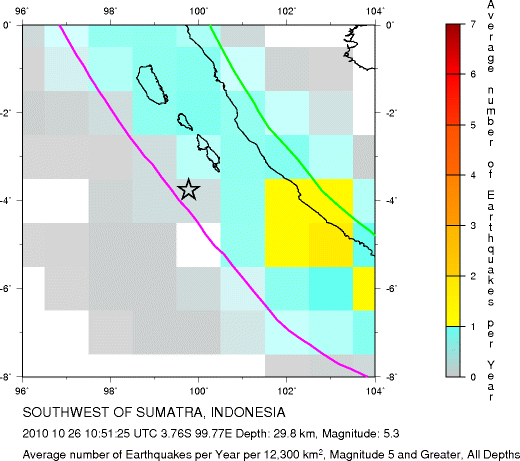 Earthquake Density Map, All depths