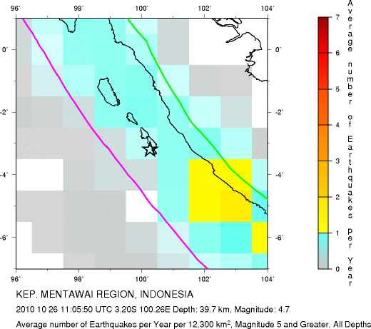 Earthquake Density Map, All depths