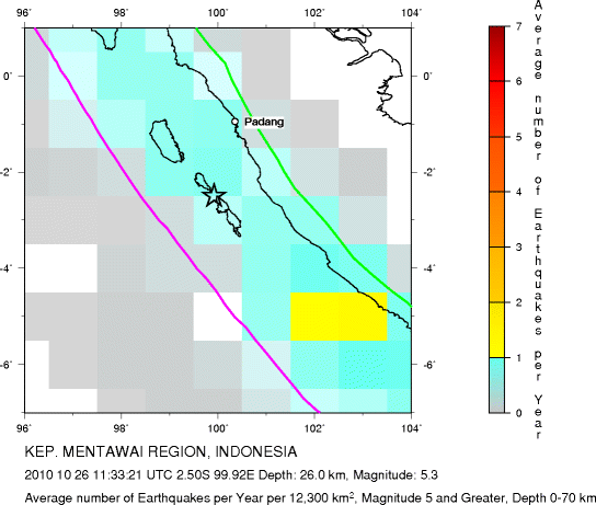 Earthquake Density Map,Shallow Earthquakes: Depth 0-70 km