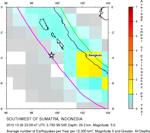 Earthquake Density Map, All depths