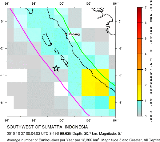 Earthquake Density Map, All depths