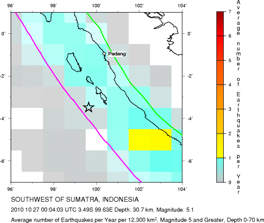 Earthquake Density Map,Shallow Earthquakes: Depth 0-70 km