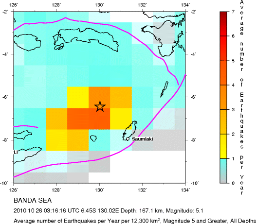Earthquake Density Map, All depths