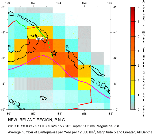 Earthquake Density Map, All depths