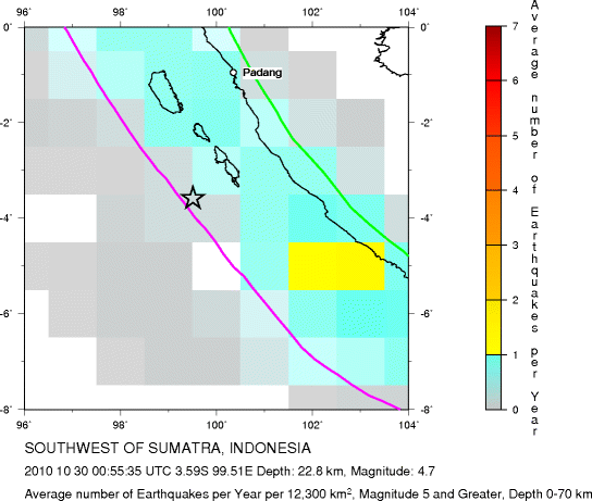 Earthquake Density Map,Shallow Earthquakes: Depth 0-70 km