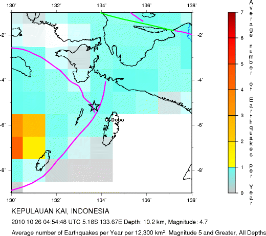 Earthquake Density Map, All depths