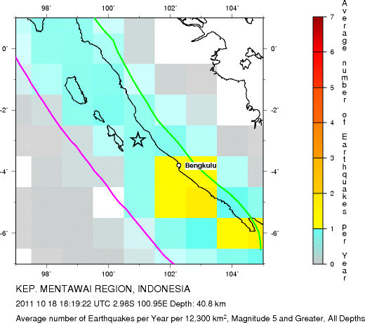 Earthquake Density Map, All depths