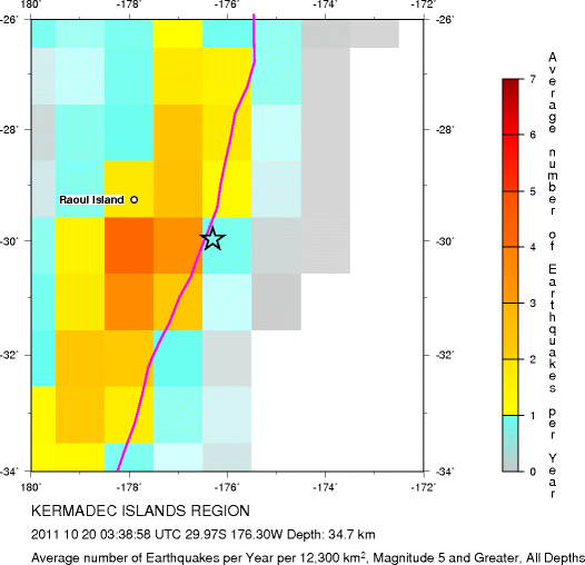 Earthquake Density Map, All depths