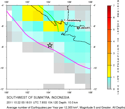 Earthquake Density Map, All depths