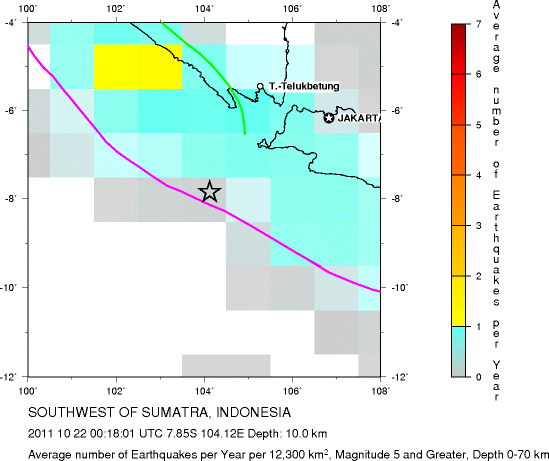 Earthquake Density Map,Shallow Earthquakes: Depth 0-70 km