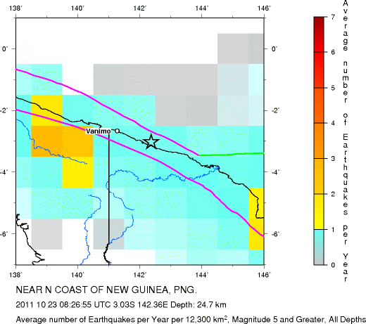Earthquake Density Map, All depths