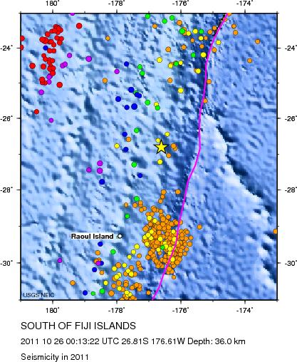 Seismicity in 2011