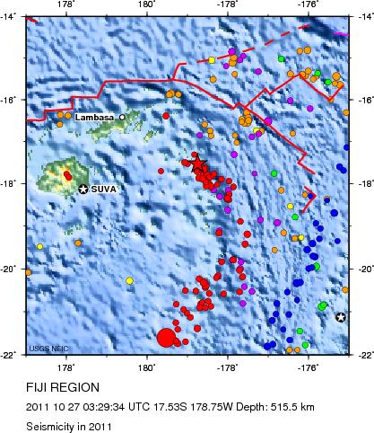 Seismicity in 2011
