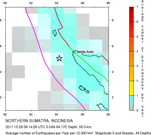 Earthquake Density Map, All depths