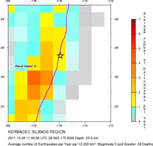 Earthquake Density Map, All depths