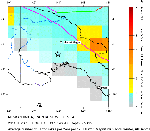 Earthquake Density Map, All depths