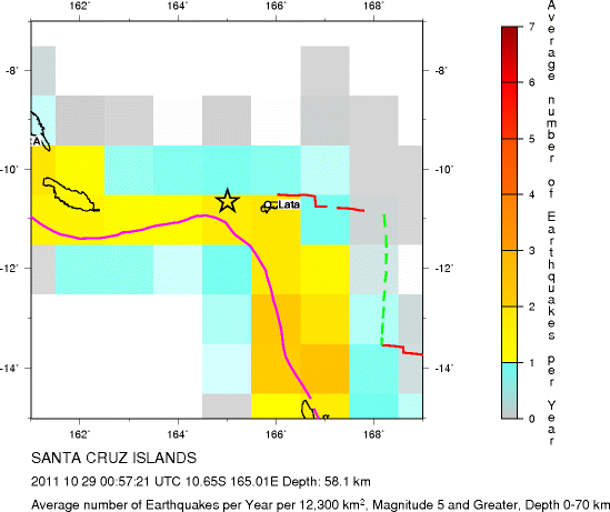 Earthquake Density Map,Shallow Earthquakes: Depth 0-70 km