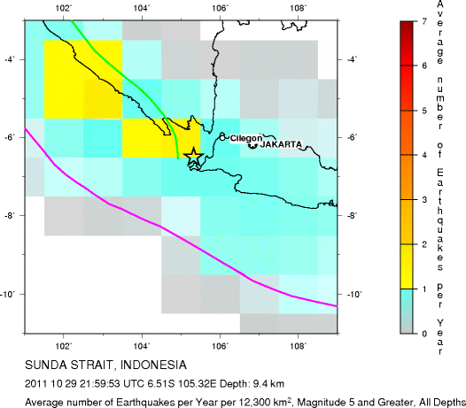 Earthquake Density Map, All depths