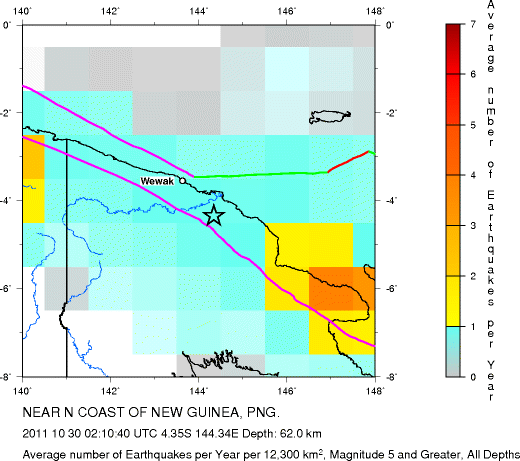 Earthquake Density Map, All depths
