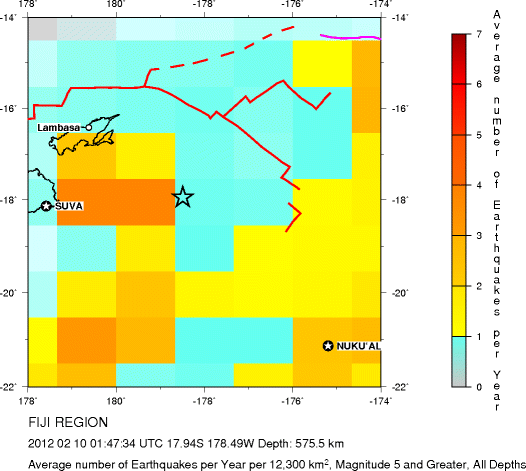 Earthquake Density Map, All depths