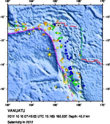 Seismicity in 2012