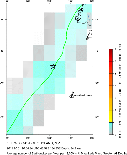 Earthquake Density Map, All depths