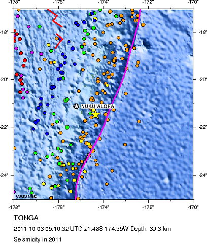 Seismicity in 2011