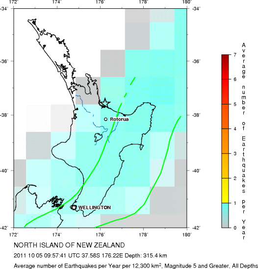 Earthquake Density Map, All depths