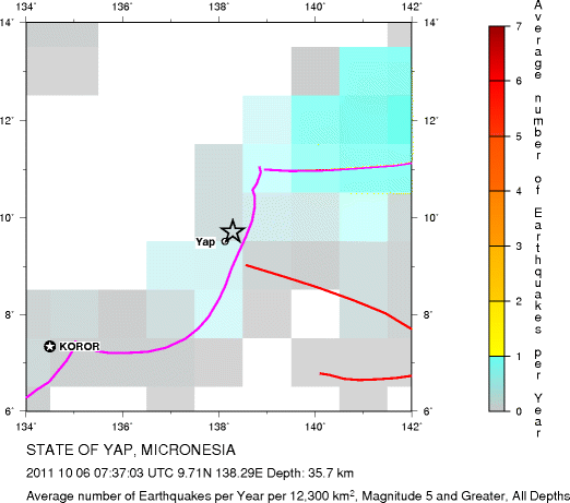 Earthquake Density Map, All depths