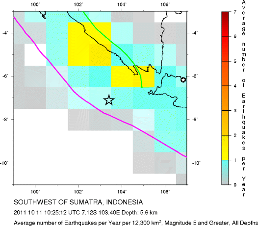 Earthquake Density Map, All depths