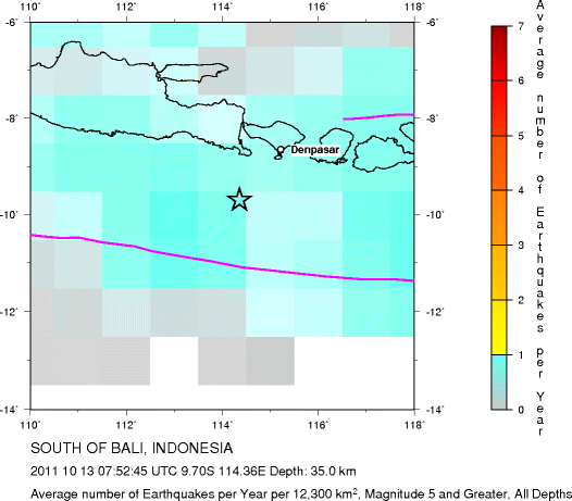 Earthquake Density Map, All depths
