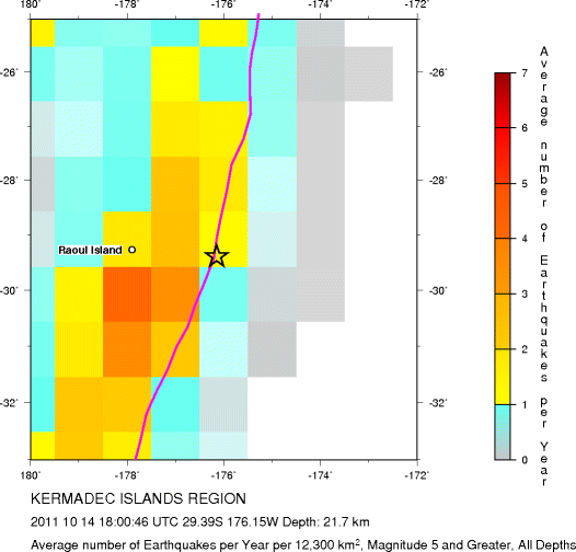 Earthquake Density Map, All depths