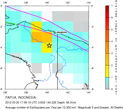 Earthquake Density Map, All depths