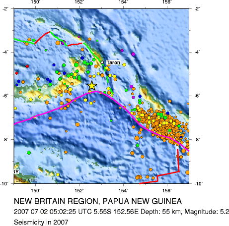 Seismicity in 2007