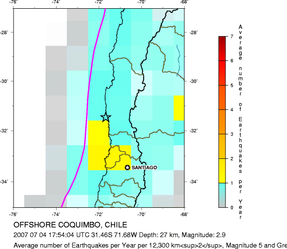 Earthquake Density Map, All depths