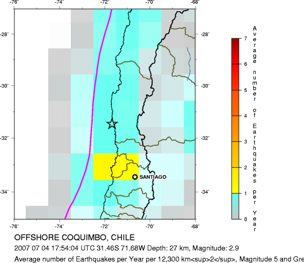 Earthquake Density Map,Shallow Earthquakes: Depth 0-70 km