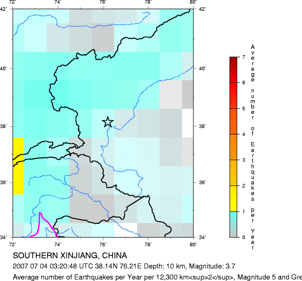 Earthquake Density Map, All depths