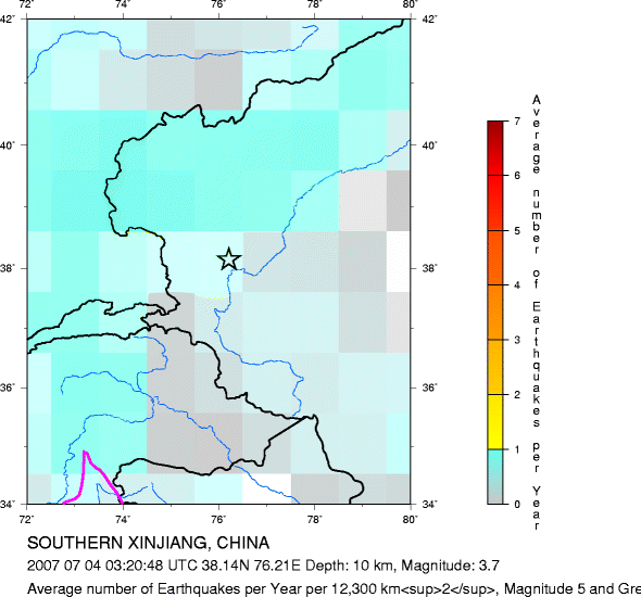 Earthquake Density Map,Shallow Earthquakes: Depth 0-70 km