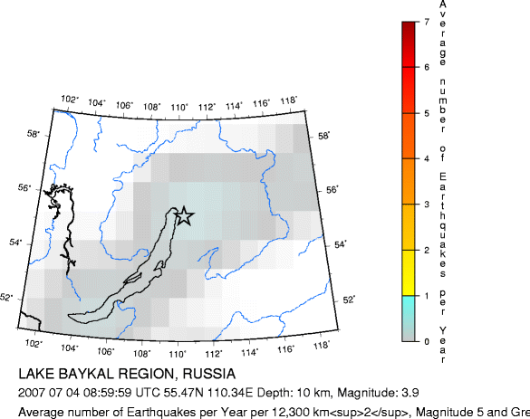 Earthquake Density Map, All depths