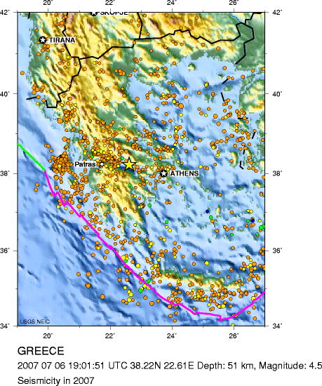 Seismicity in 2007