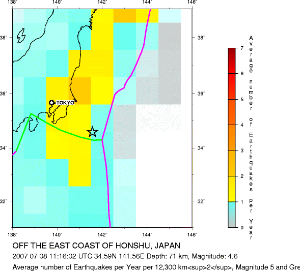 Earthquake Density Map, All depths