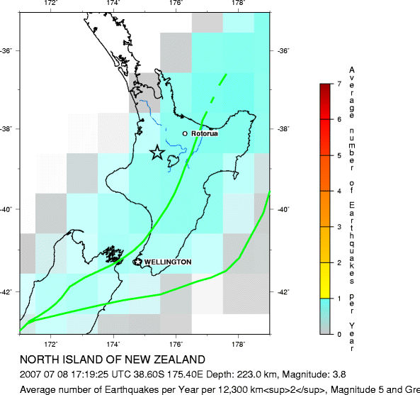 Earthquake Density Map, All depths