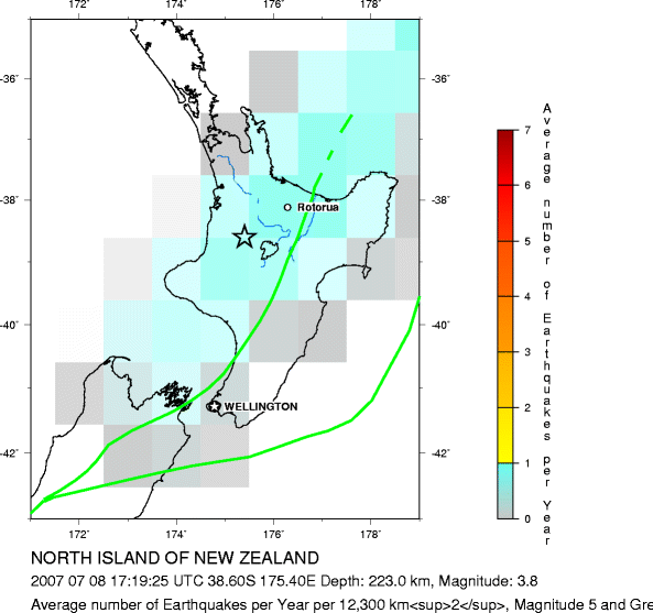 Earthquake Density Map,Intermediate Earthquakes: Depth 70-300 km