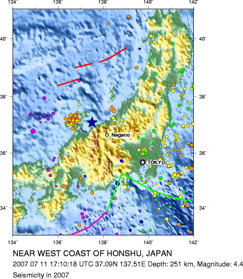 Seismicity in 2007