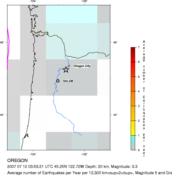 Earthquake Density Map, All depths