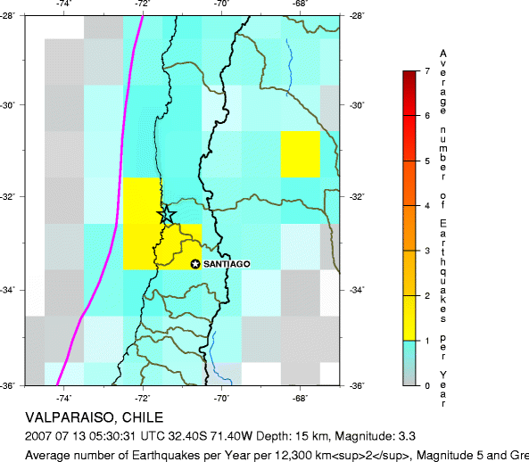 Earthquake Density Map, All depths