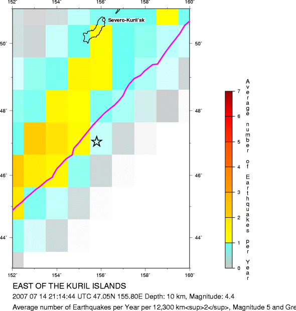 Earthquake Density Map, All depths