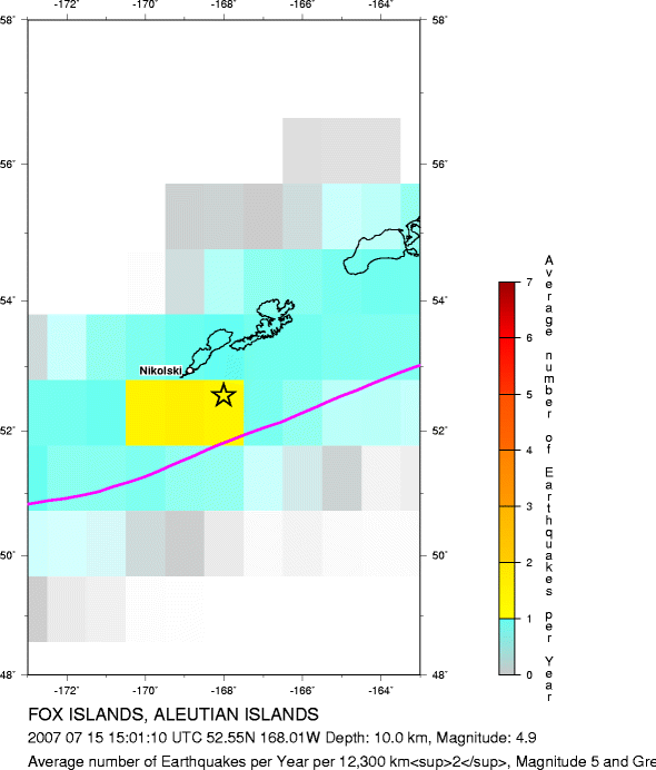 Earthquake Density Map,Shallow Earthquakes: Depth 0-70 km