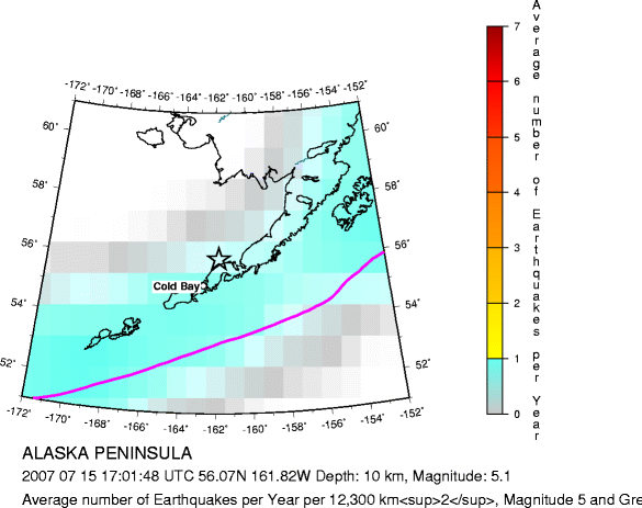 Earthquake Density Map, All depths